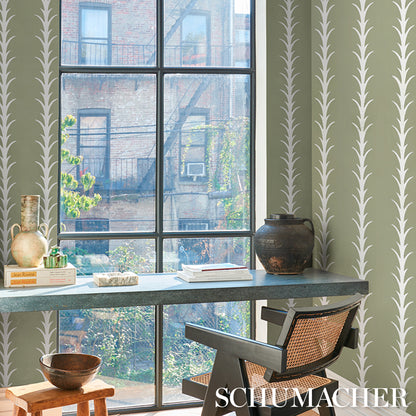 SCHUMACHER  ATELIER PARIS ACANTHUS STRIPE   Metallic On Sage   - 5014776