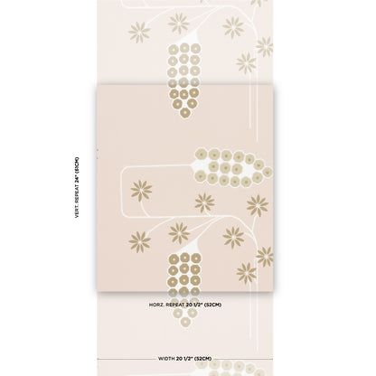 Beige plaster sample with cream floral motifs and gold bead clusters; soft vintage floral design.