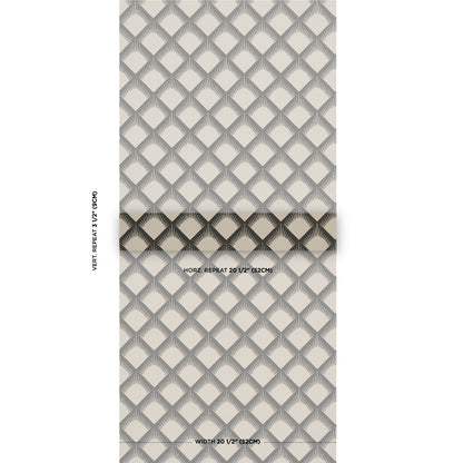 Maize, cream and black diamond lattice wallpaper with subtle shading; geometric repeating pattern.