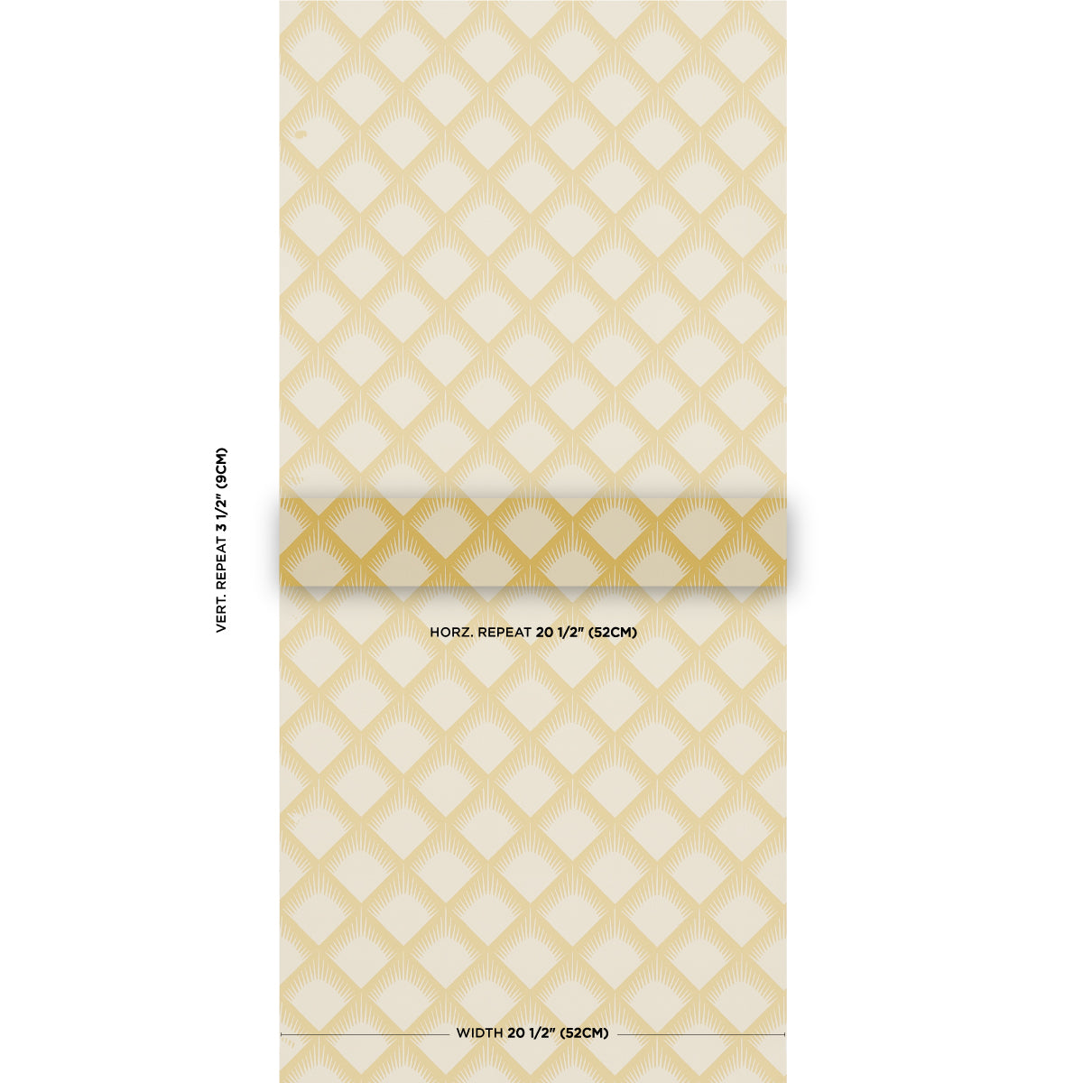 Maize mustard diamond lattice wallpaper with subtle texture; rolled sheet, 20.5 in wide, 20.5 in repeat