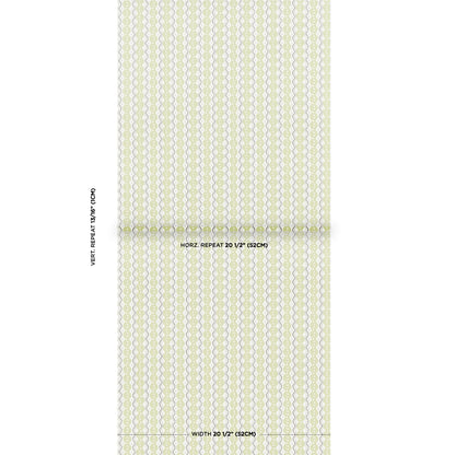 Pea green wallpaper with a vertical centipede stripe pattern; vintage style, roll width 20.5 in.