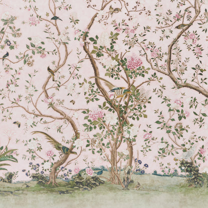 SCHUMACHER  PERENNIAL FAVORITES LES OISEAUX PANEL SET   BLUSH   - 5015154