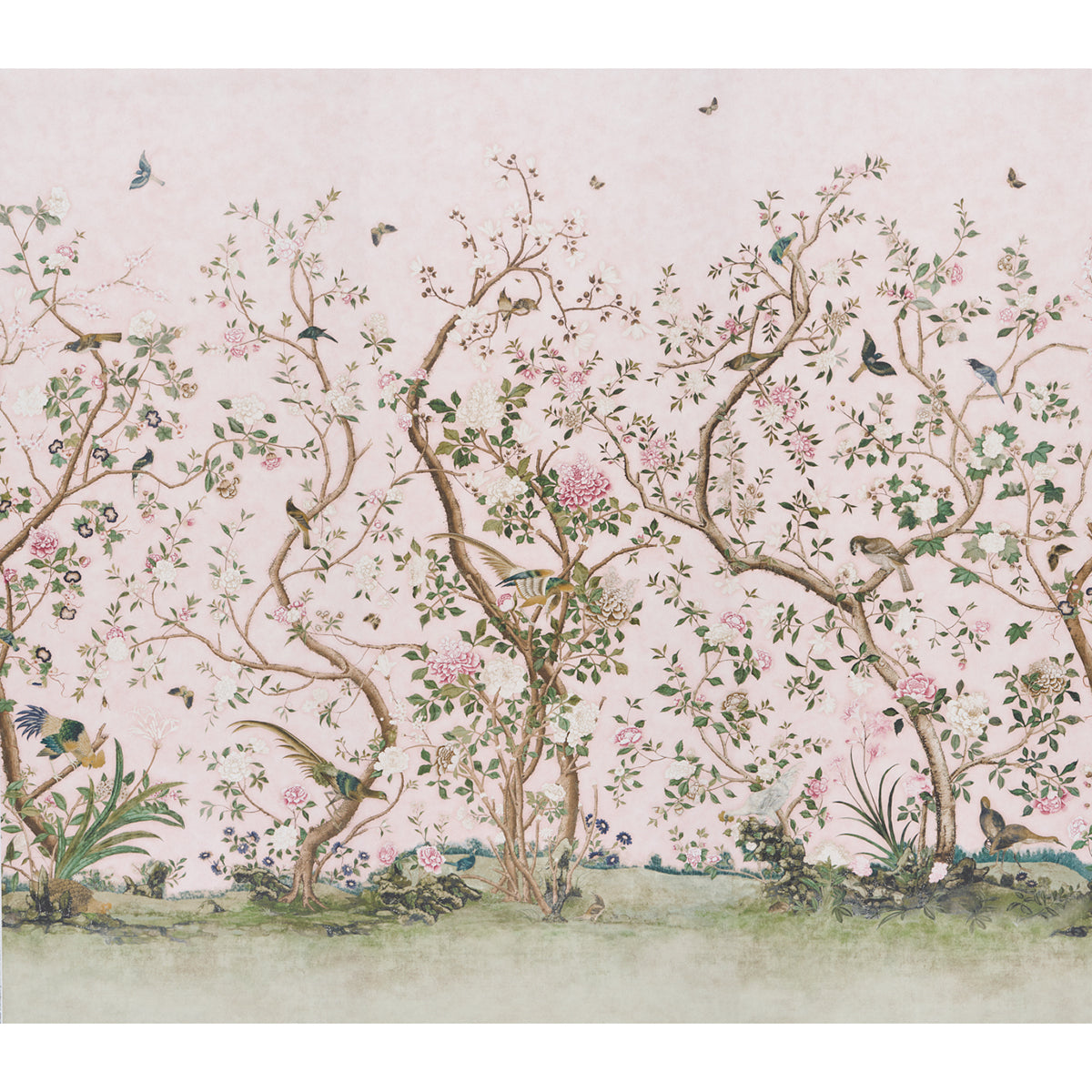 SCHUMACHER  PERENNIAL FAVORITES LES OISEAUX PANEL SET   BLUSH   - 5015154