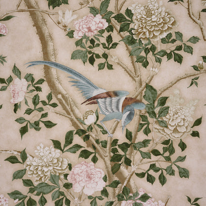 SCHUMACHER WALLCOVERING  PERENNIAL FAVORITES LES OISEAUX PANEL SET   PARCHMENT   - 5015155