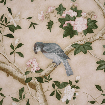 SCHUMACHER WALLCOVERING  PERENNIAL FAVORITES LES OISEAUX PANEL SET   PARCHMENT   - 5015155