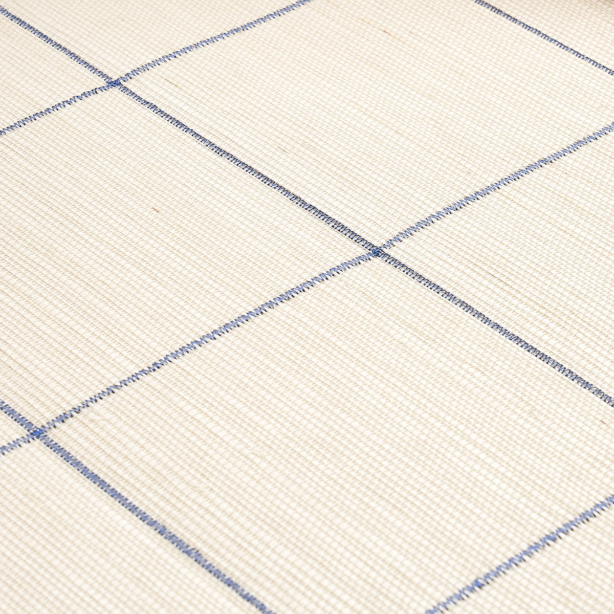 SCHUMACHER  TEXTURED WALLCOVERINGS & PRINTED GRASSCLOTHS WINDOWPANE EMBROIDERED SISAL   NAVY   - 5015200