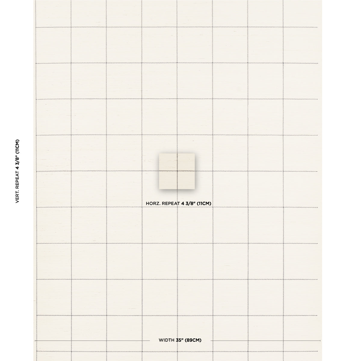 SCHUMACHER  TEXTURED WALLCOVERINGS & PRINTED GRASSCLOTHS WINDOWPANE EMBROIDERED SISAL   CHARCOAL   - 5015202