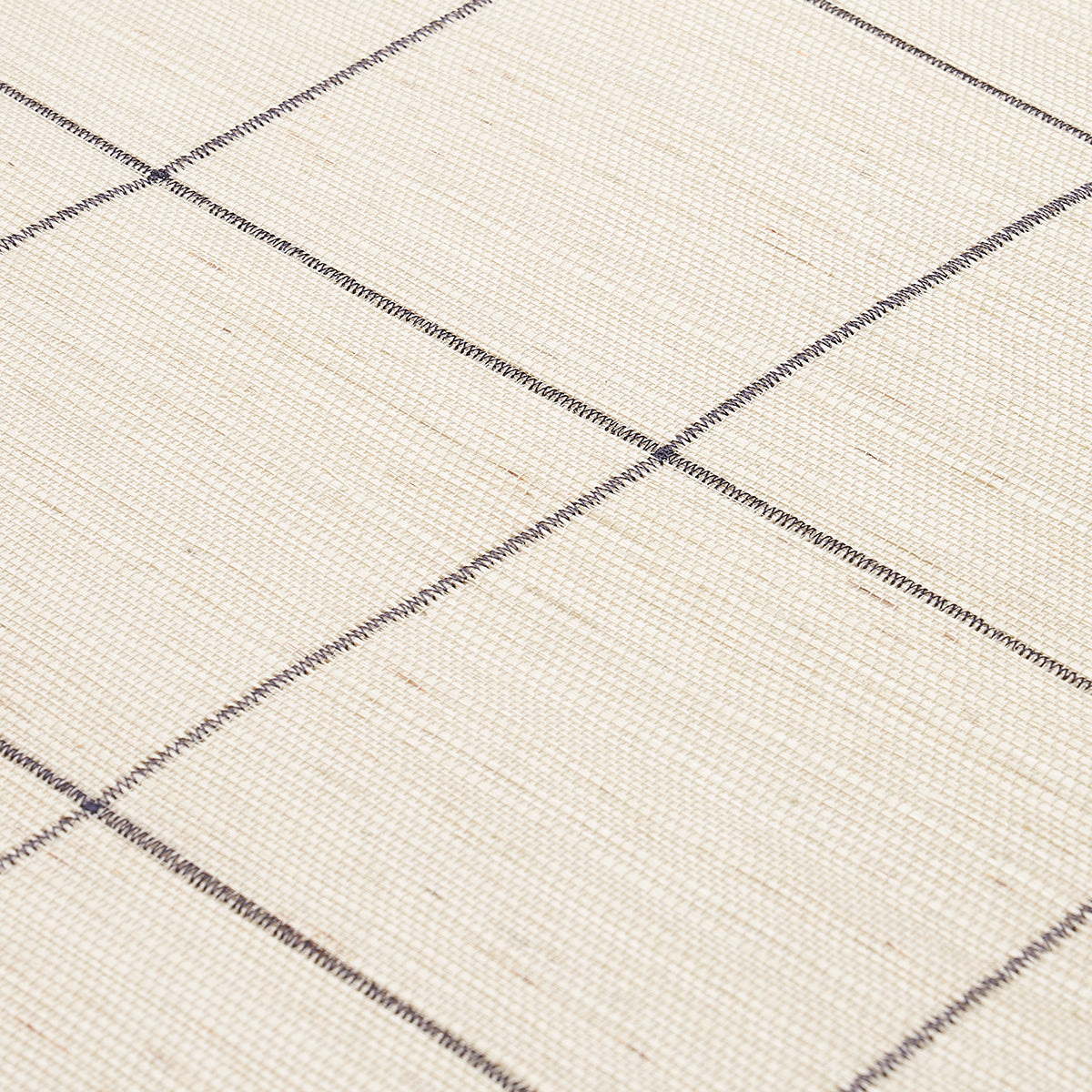 SCHUMACHER  TEXTURED WALLCOVERINGS & PRINTED GRASSCLOTHS WINDOWPANE EMBROIDERED SISAL   CHARCOAL   - 5015202