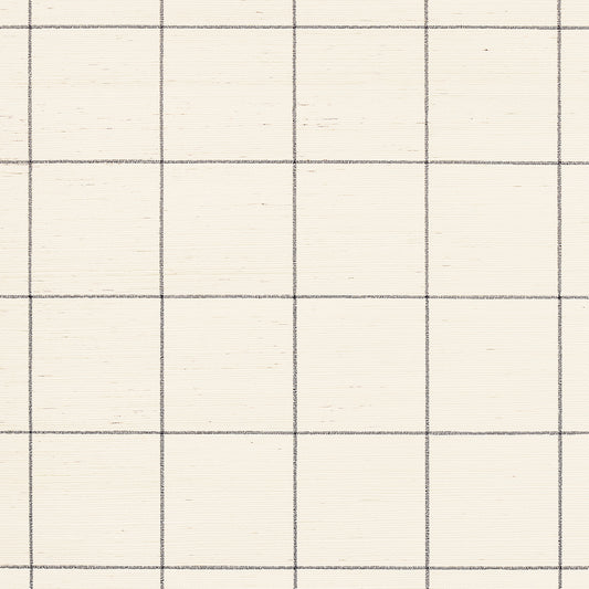 SCHUMACHER  TEXTURED WALLCOVERINGS & PRINTED GRASSCLOTHS WINDOWPANE EMBROIDERED SISAL   CHARCOAL   - 5015202