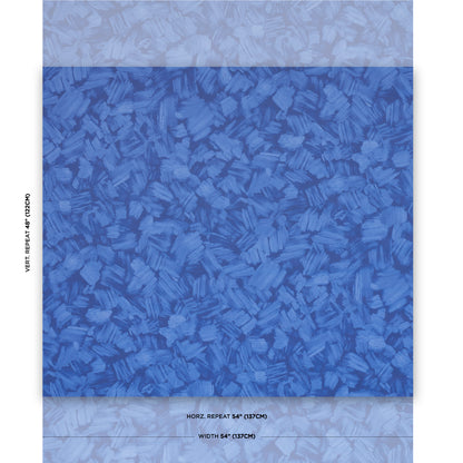 Bright blue textured wallpaper sample with a dense brushstroke pattern and pale blue borders.