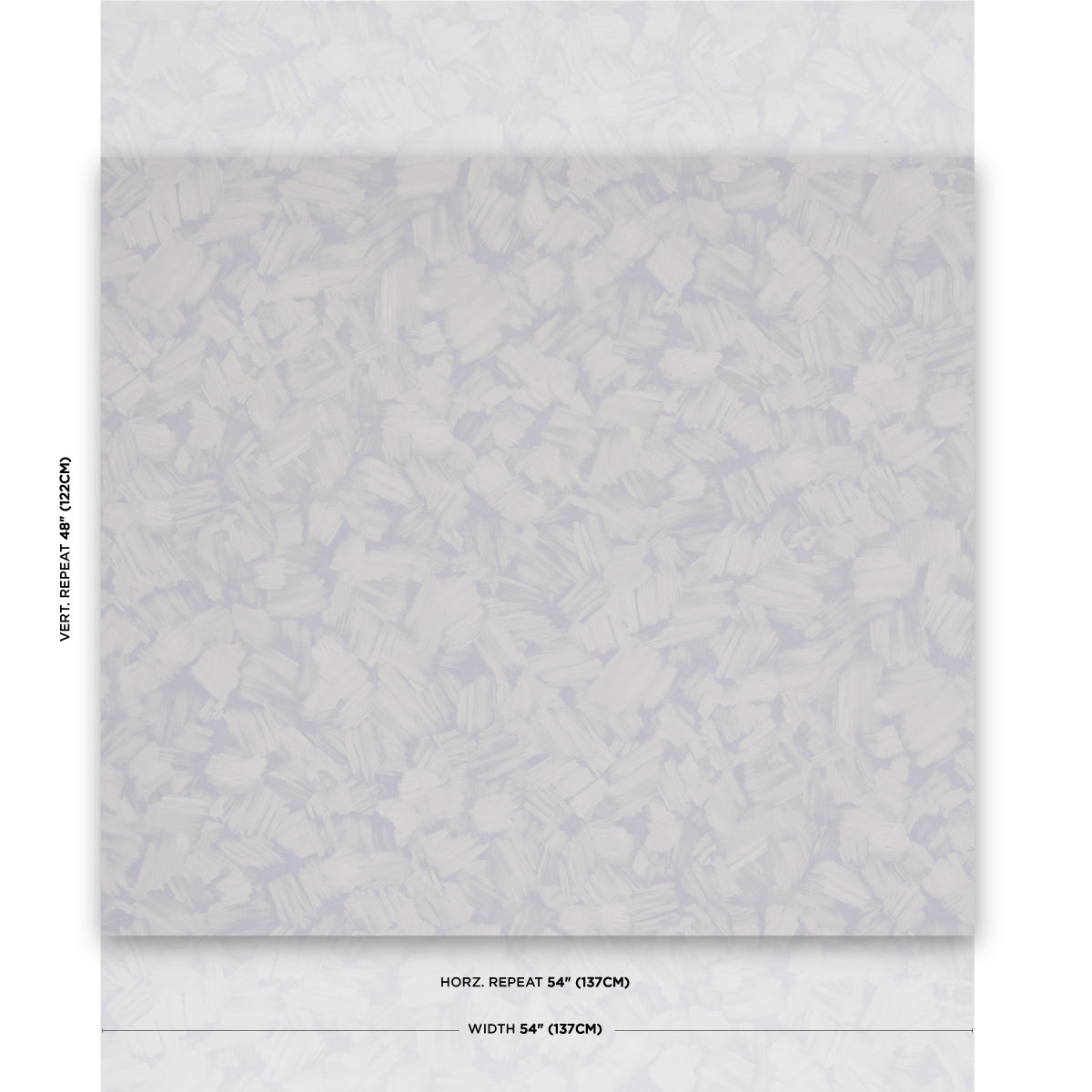 Cool lilac speckled wallpaper with soft brush-stroke texture; large horizontal 54" repeat and vertical 48" repeat.