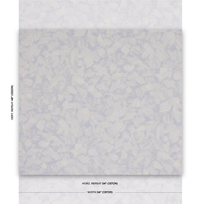 Cool lilac speckled wallpaper with soft brush-stroke texture; large horizontal 54" repeat and vertical 48" repeat.