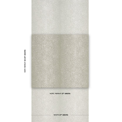 Vertical metallic wallpaper sample in champagne-silver with shimmering texture and banded panels.