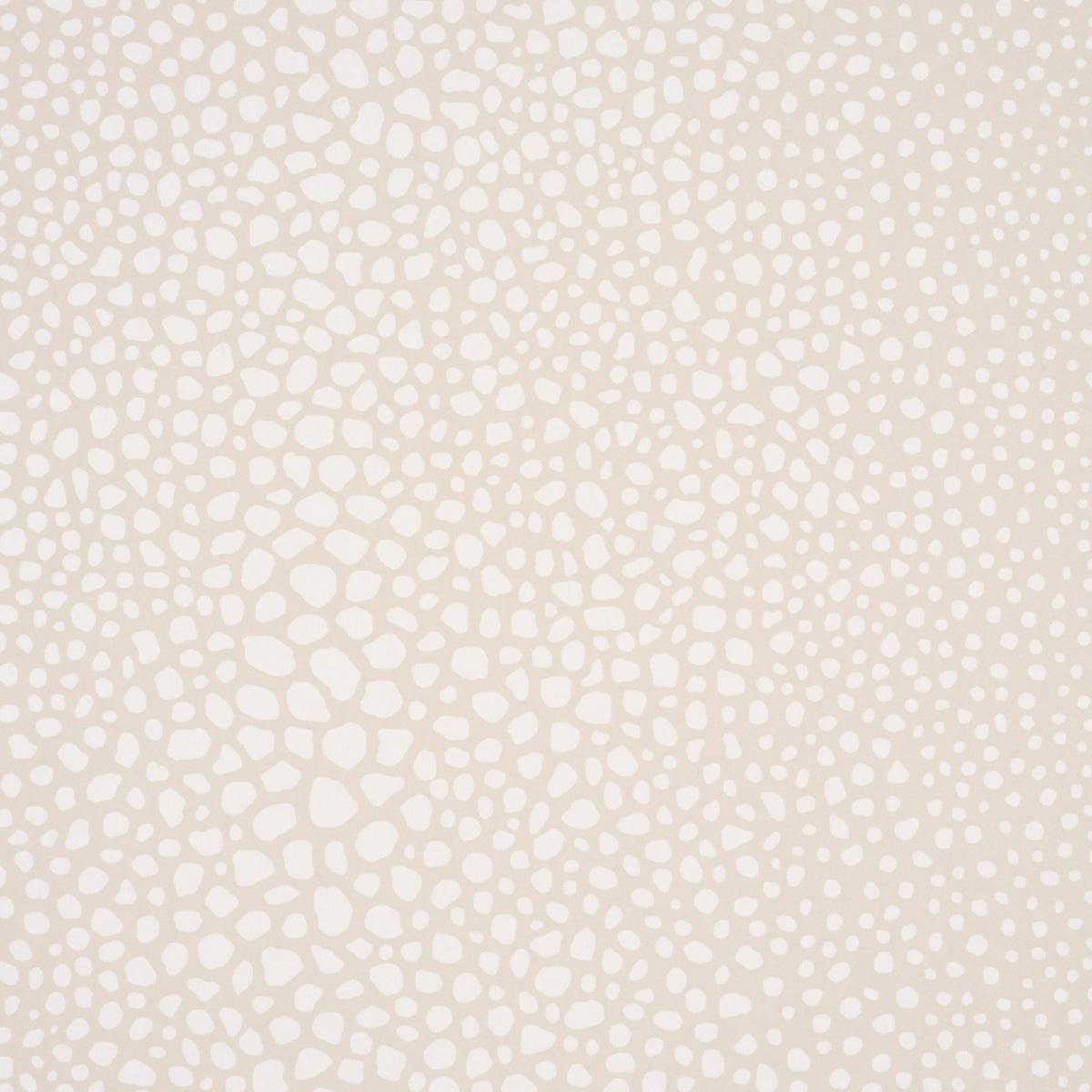 Beige textured wallpaper with scattered white pebble-like spots creating an organic, speckled pattern.