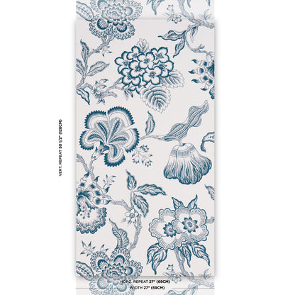 SCHUMACHER  CELERIE KEMBLE HOTHOUSE FLOWERS SILHOUETTE   PEACOCK ON WHITE   - 5015324