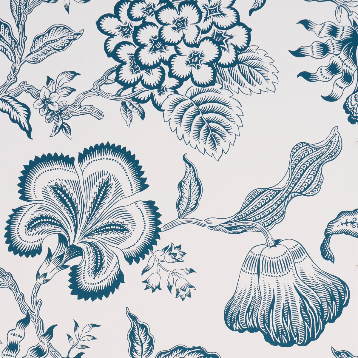 SCHUMACHER  CELERIE KEMBLE HOTHOUSE FLOWERS SILHOUETTE   PEACOCK ON WHITE   - 5015324