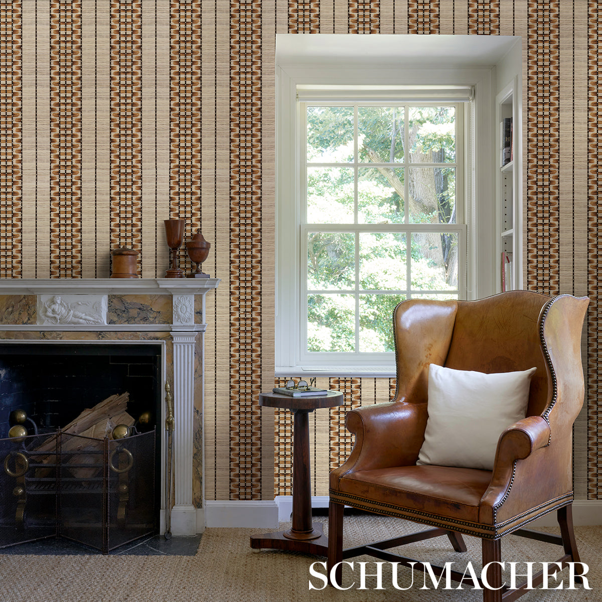 Celerie Kemble Quill Porcupine wallpaper by Schumacher — textured multi-width stripe geometric wallpaper for luxury interior design.