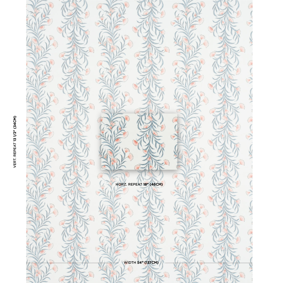 SCHUMACHER WALLCOVERING  CELERIE KEMBLE TASMANIAN MIMOSA   PINK & GREY   - 5015360