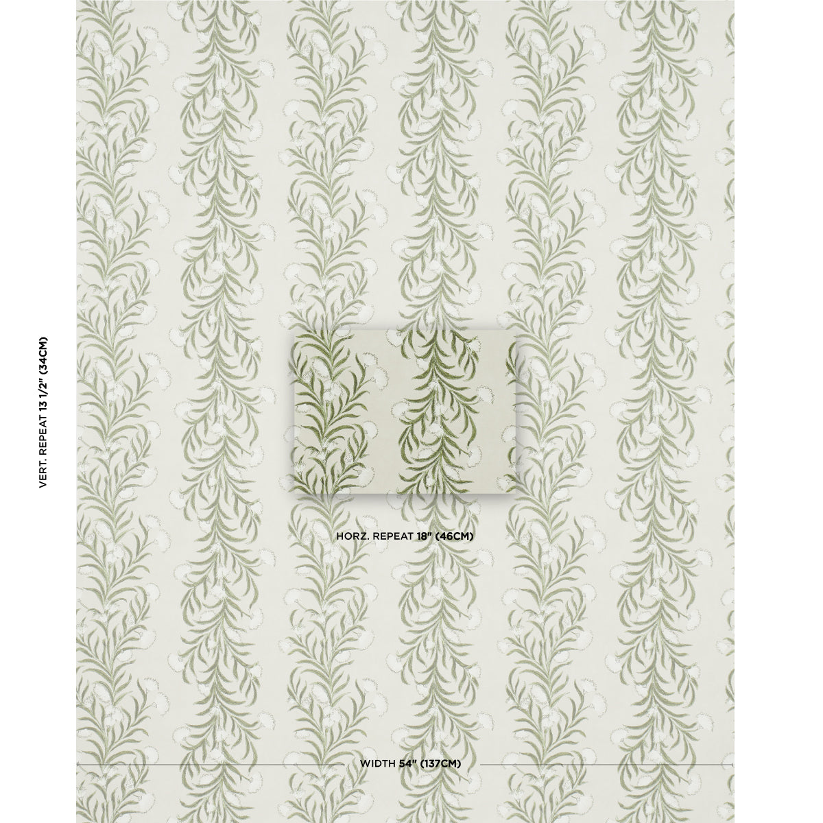 SCHUMACHER WALLCOVERING  CELERIE KEMBLE TASMANIAN MIMOSA   IVORY & GREEN   - 5015362