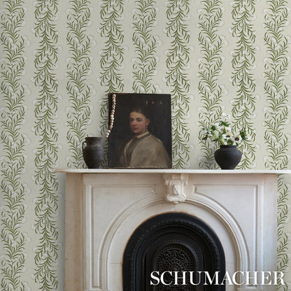 SCHUMACHER WALLCOVERING  CELERIE KEMBLE TASMANIAN MIMOSA   IVORY & GREEN   - 5015362