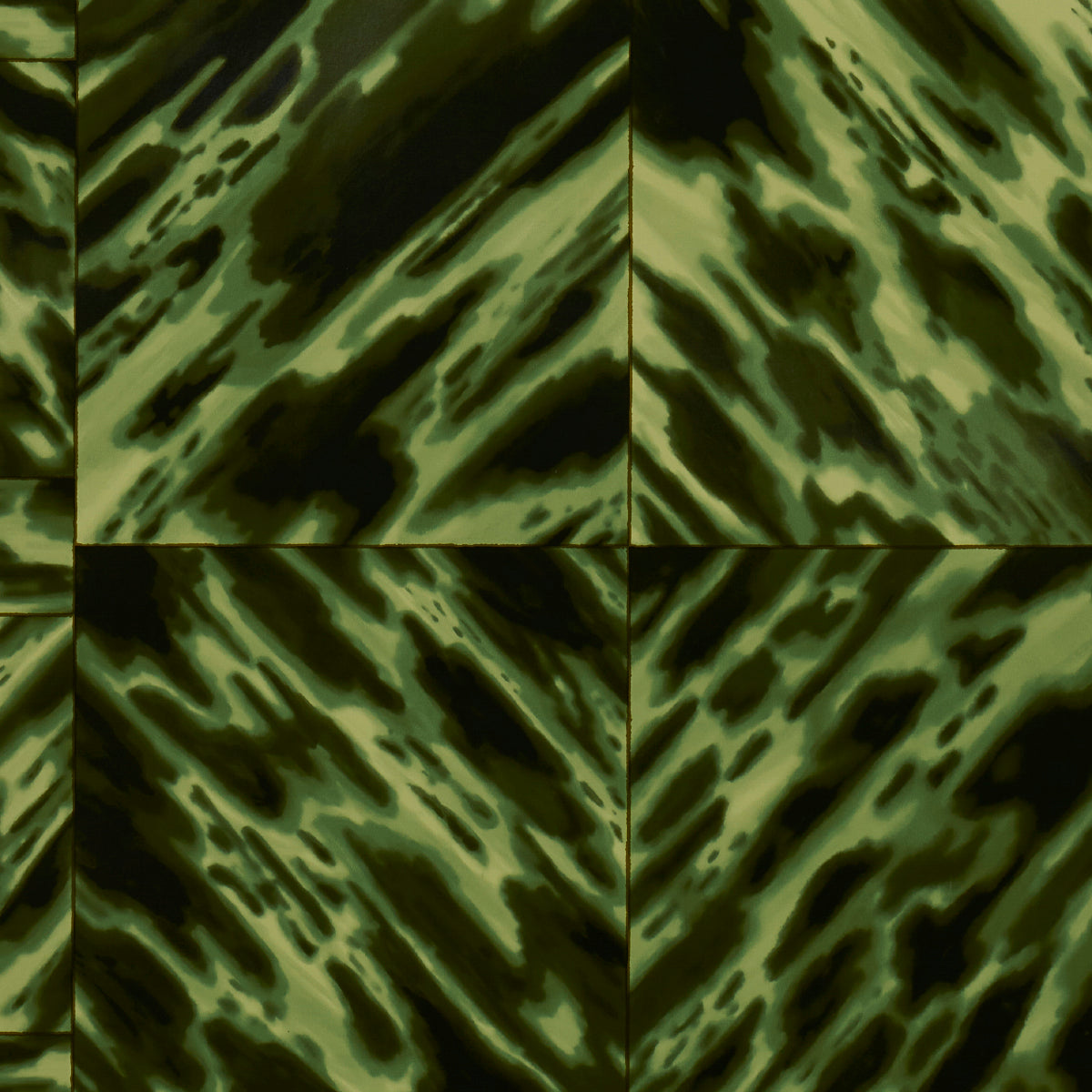 Olive green camouflage pattern with irregular dark shapes in a tiled repeating layout.
