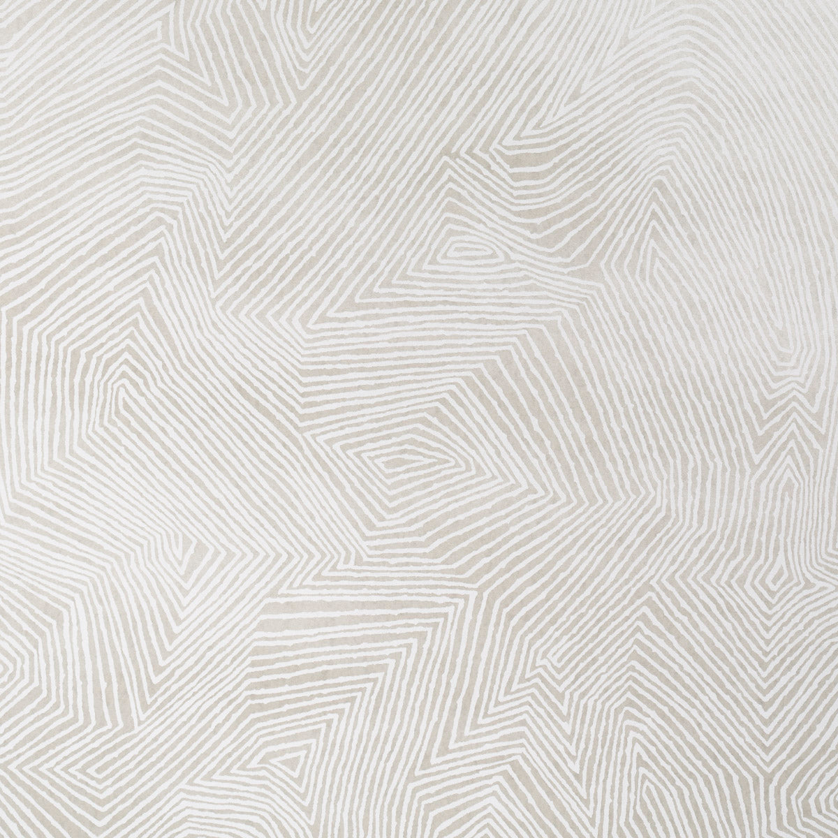Beige fabric with white zigzag lines forming concentric angular patterns.