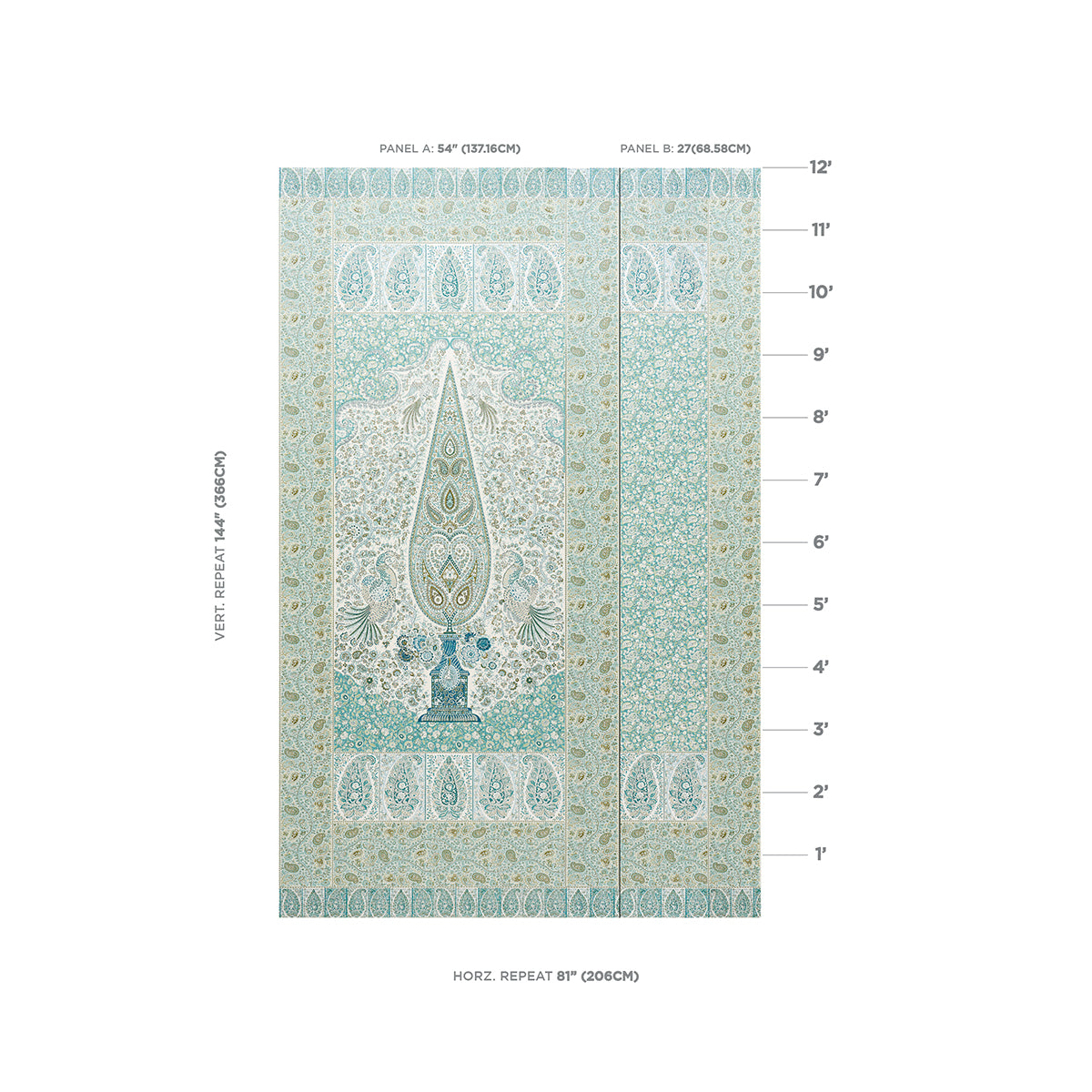 SCHUMACHER  LE MAX COLMERY PAISLEY PANEL SET   PEACOCK   - 5015510