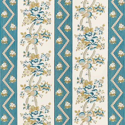 SCHUMACHER  LE MAX SYLVAIN FLORAL STRIPE   TEAL   - 5015540
