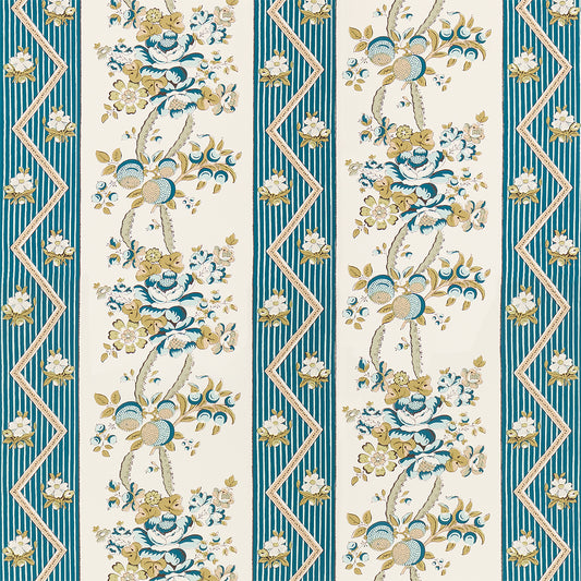 SCHUMACHER  LE MAX SYLVAIN FLORAL STRIPE   TEAL   - 5015540