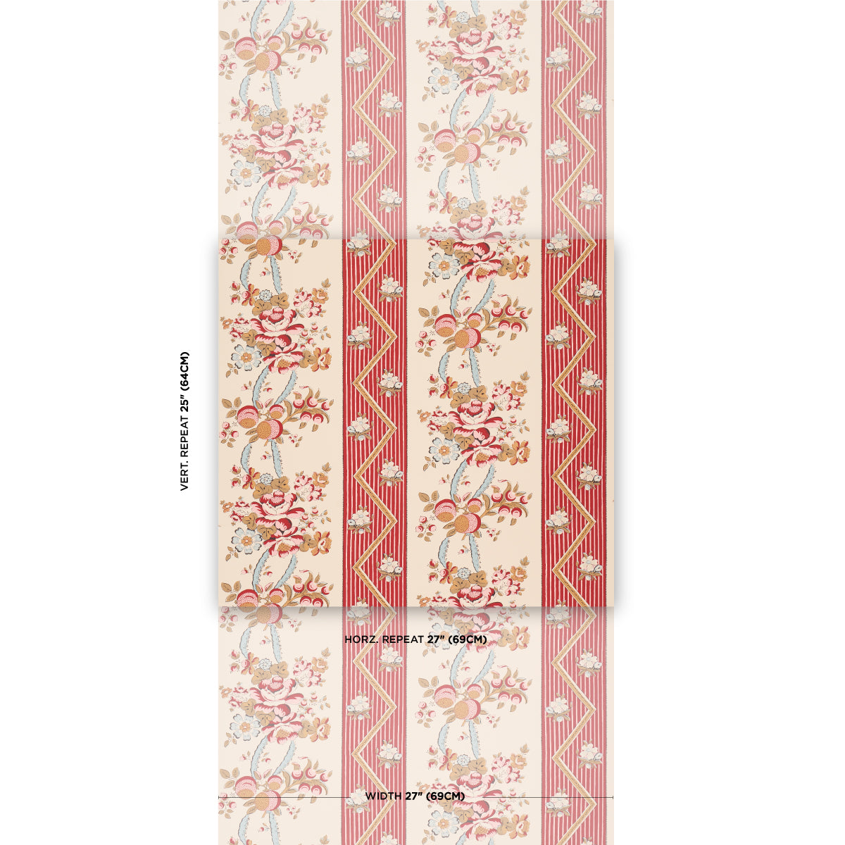 SCHUMACHER  LE MAX SYLVAIN FLORAL STRIPE   ROUGE   - 5015541