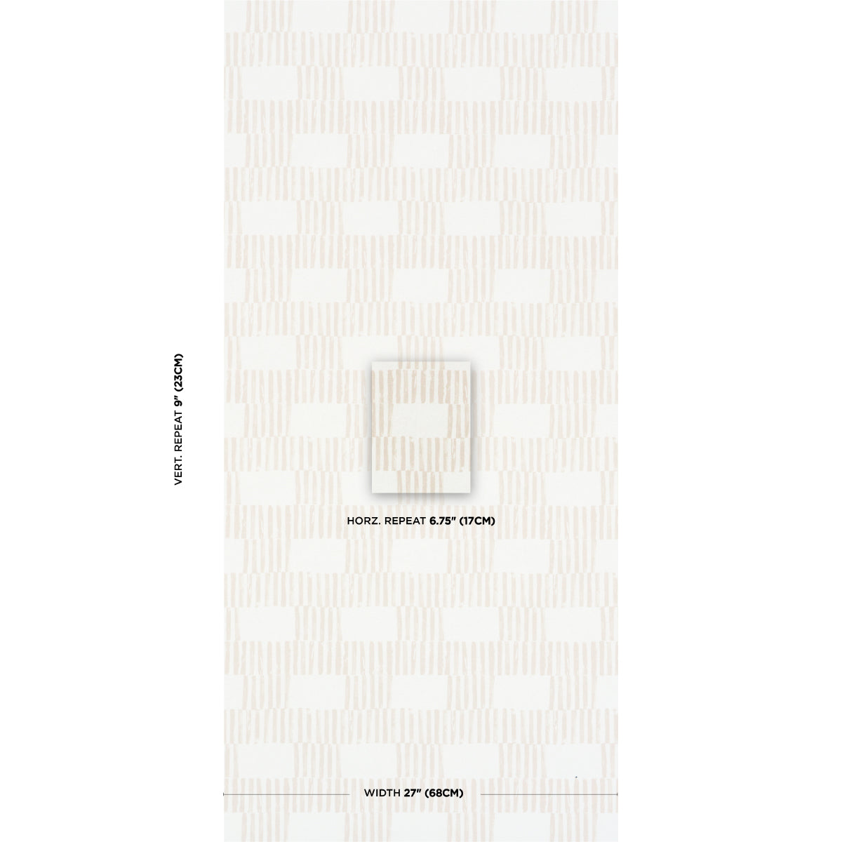 Cream beige checker wallpaper with soft texture and grid pattern, sample with scale labels.