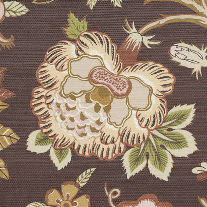 Brown sisal rug featuring the Tree of Life motif in sepia tones; stylized tree with leaves.