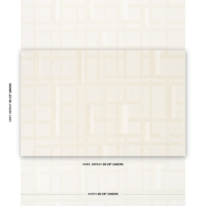 Cream-beige plaid wallcovering (parchment color) with a subtle pattern; sample swatch.
