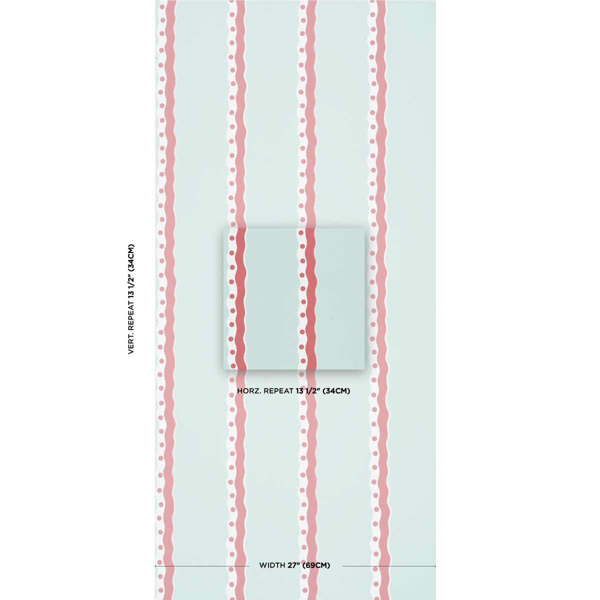 SCHUMACHER  DOMINO EFFECT ROUSSEAU STRIPE   Rouge & Sky   - 5015740