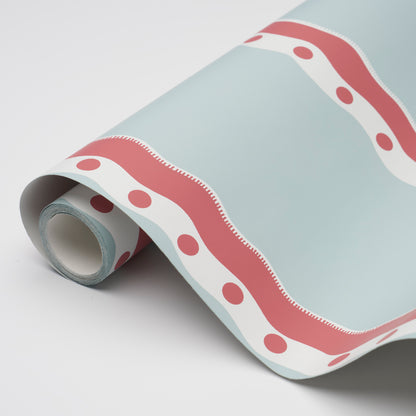 SCHUMACHER  DOMINO EFFECT ROUSSEAU STRIPE   Rouge & Sky   - 5015740