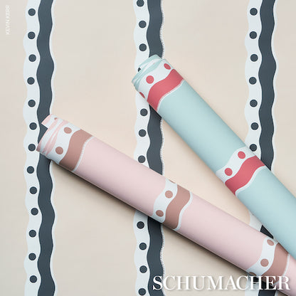 SCHUMACHER  DOMINO EFFECT ROUSSEAU STRIPE   Rouge & Sky   - 5015740