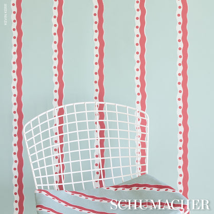 SCHUMACHER  DOMINO EFFECT ROUSSEAU STRIPE   Rouge & Sky   - 5015740