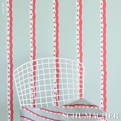 SCHUMACHER  DOMINO EFFECT ROUSSEAU STRIPE   Rouge & Sky   - 5015740