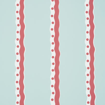 SCHUMACHER  DOMINO EFFECT ROUSSEAU STRIPE   Rouge & Sky   - 5015740