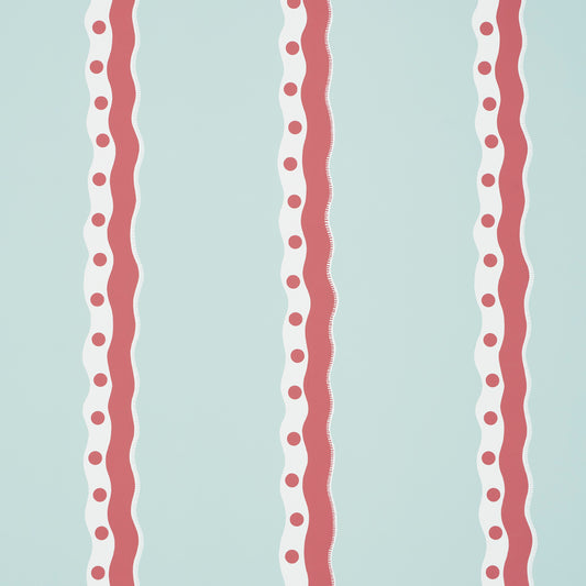 SCHUMACHER  DOMINO EFFECT ROUSSEAU STRIPE   Rouge & Sky   - 5015740