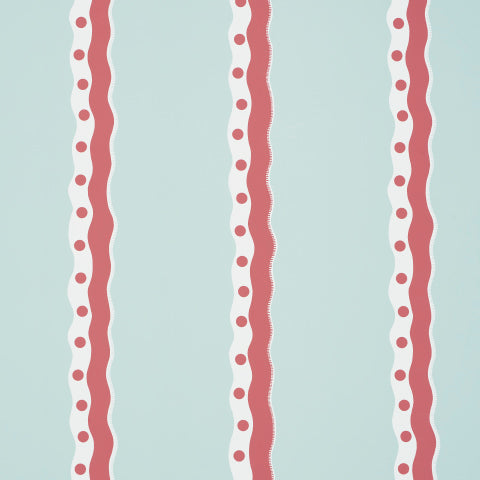 SCHUMACHER  DOMINO EFFECT ROUSSEAU STRIPE   Rouge & Sky   - 5015740