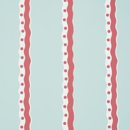 SCHUMACHER  DOMINO EFFECT ROUSSEAU STRIPE   Rouge & Sky   - 5015740
