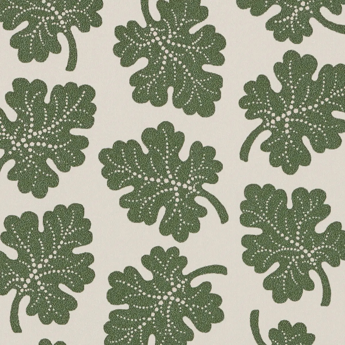 Pattern of green leaves on a beige background