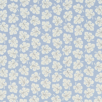 Light blue background with a repeating white hibiscus-like floral pattern.