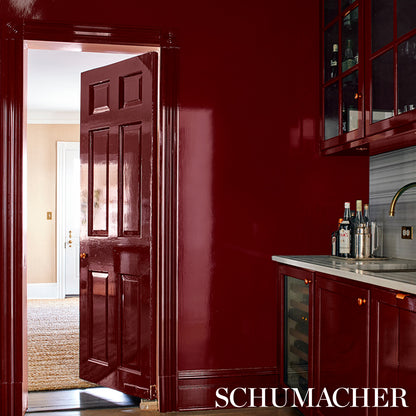 SCHUMACHER  PERFECT BASICS: VINYL WALLCOVERING ACE FAUX LACQUER PERFORMANCE VINYL   MAROON   - 5015940
