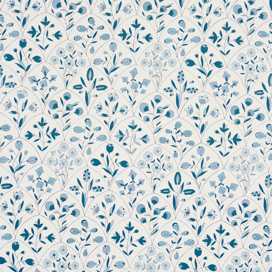 SCHUMACHER  CRAFT REVIVAL FRANCES SCALLOP FLORAL   BLUES   - 5015962