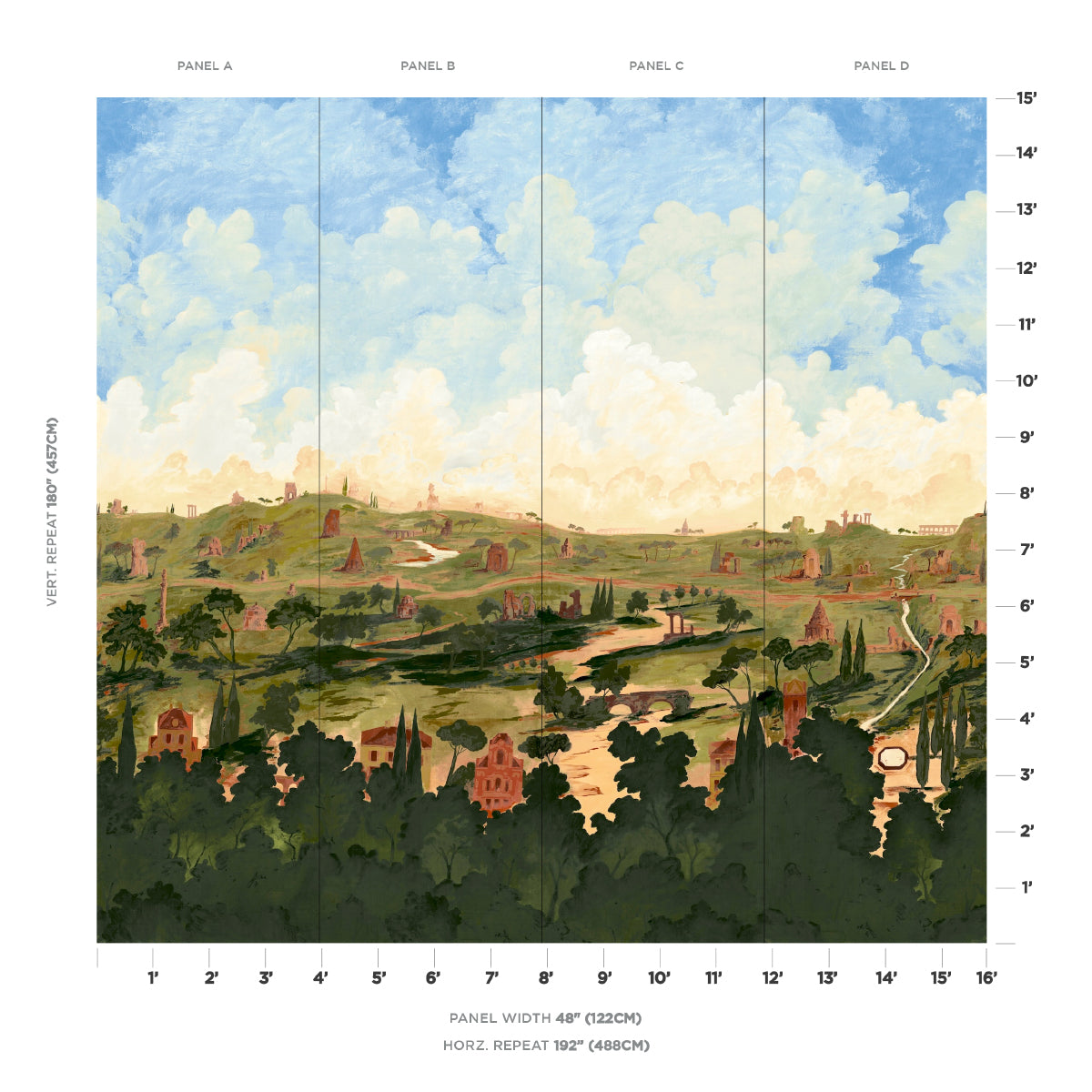 SCHUMACHER  BACKDROP X XAVIER DONNELLY APPIAN WAY 4 PANEL SET   DAYLIGHT   - 5016040