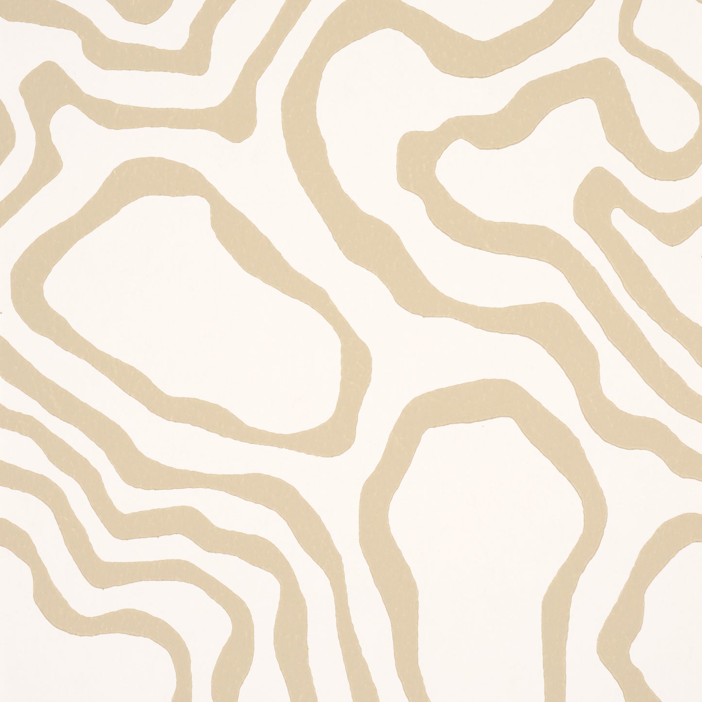 Beige abstract squiggle pattern on cream background; organic textile/wallpaper print.