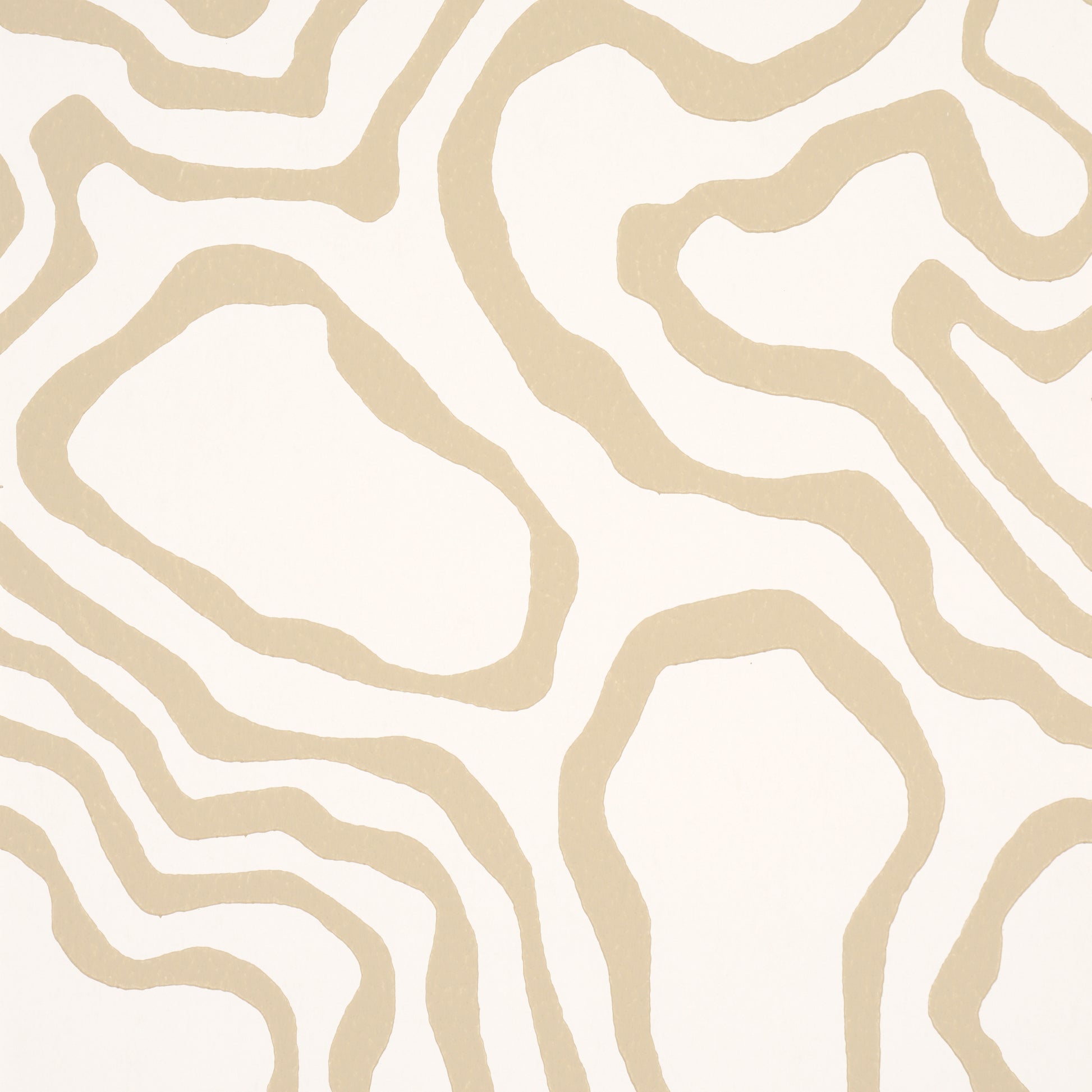 Beige abstract squiggle pattern on cream background; organic textile/wallpaper print.