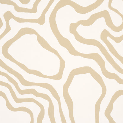 Beige abstract squiggle pattern on cream background; organic textile/wallpaper print.